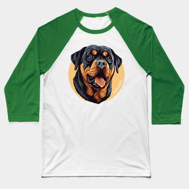 Rotweiler Rottie Dog Breed Cursive Graphic Baseball T-Shirt by PoliticalBabes